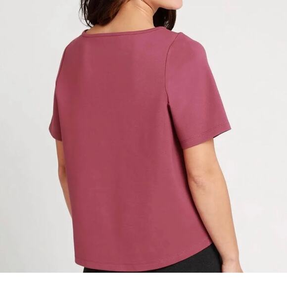 Beta Brand Women’s Boxy Short Sleeve High Low Top XL Burgundy Ponte Knit - Picture 6 of 10